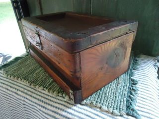 Antique Primitive Wooden Box with Hinged Lid Acme Staple Co Wooden Box 3