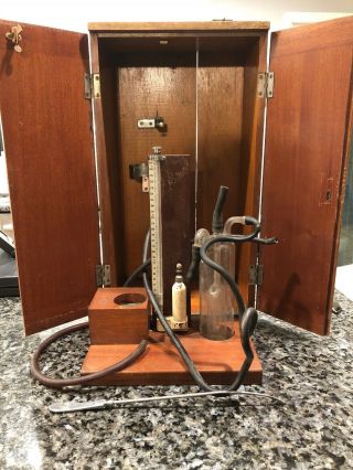 Unknown Antique Medical Instrument In Wood Box.