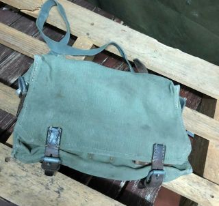 Swiss Army Military Carpenter Shoulder Bag Leather And Canvas Vintage