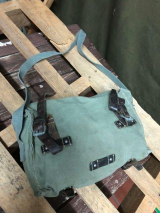 Swiss Army Military Carpenter Shoulder Bag Leather and Canvas Vintage 2