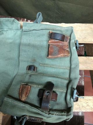 Swiss Army Military Carpenter Shoulder Bag Leather and Canvas Vintage 5