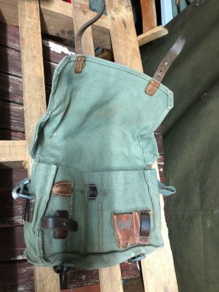 Swiss Army Military Carpenter Shoulder Bag Leather and Canvas Vintage 7