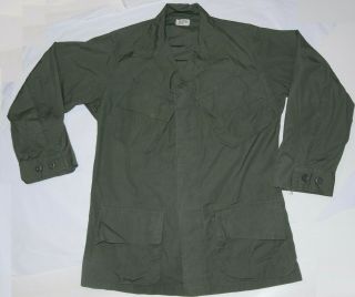 Vtg Us Army Vietnam War Poplin Slant Pocket Coat/shirt Og - 107 Great Shape S