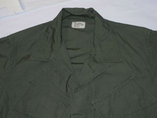 VTG US ARMY VIETNAM WAR POPLIN SLANT POCKET COAT/SHIRT OG - 107 GREAT SHAPE S 2