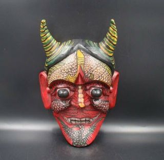 330mm Handmade Carving Painting Colored Drawing Wood Mask God Deco Art