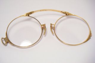 Ant.  1/10 12k Gold Filled Etched Lorgnette Folding Glasses