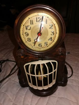Vintage 1950s Mastercrafters Clock Bird On A Swing