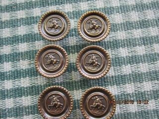 6 Metal Knobs For Cabinet Drawers With A Horse Rider In The Center