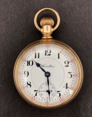 1909 Hamilton 18s 21j Antique Double Sunk Pocket Watch 940/1 622041 Gf Case Of