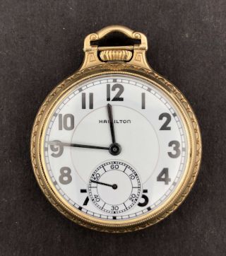 1940 Hamilton 16s 21j Double Sunk Pocket Watch 992b/5 C3144 10k Gf Case Of