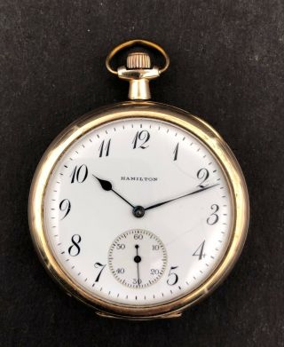 1915 Hamilton 12s 19j Antique Pocket Watch 900/7 1768926 Gf Permanent Case Of