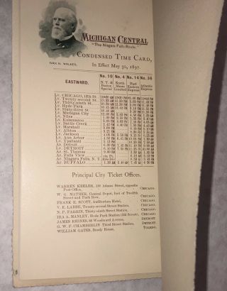 Rare Antique 1897 GAR Civil War Veteran Michigan Central Railroad Timetable Book 5