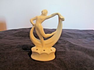 Art Deco Art Pottery Nude Woman With Scarf Flower Frog