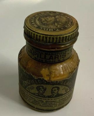 Vintage Paper Labeled Bottle T Hill Mansfields Capillaris Glen Ridge N.  J.