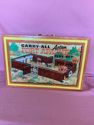 1968 Louis Marx Carry - All Action Fort Apache Playset W/ Accessories 4685 4