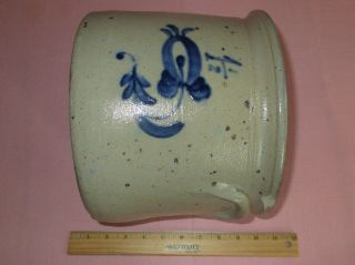 Antique 19th C Stoneware Flower Decorated Pennsylvania 1.  5 Gallon Crock 7 3/4 