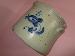 Antique 19th C Stoneware Flower Decorated Pennsylvania 1.  5 Gallon Crock 7 3/4 