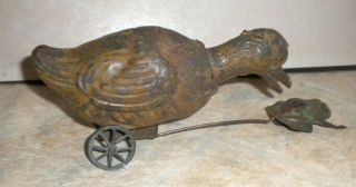 Antique Tin Painted Wind Up Toy - Chick After Frog,  Germany