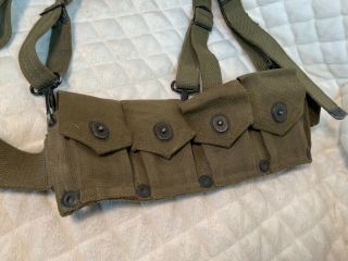 1945 WWII M1 Garand Ammo Cartridge Combat Belt 10 Pocket With 1944 Suspenders 2