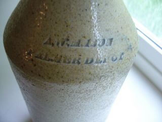 Stoneware Bottle AW.  MASON PALMER DEPOT No Cracks Or Chips.  Mass. 2