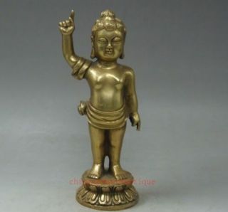 Tibet Folk Classic Copper Lord Of Heaven And Earth Sakyamuni Buddha Statue E02