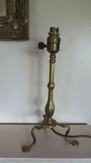 Arts And Crafts Era Brass Table Lamp Base With Pad Feet