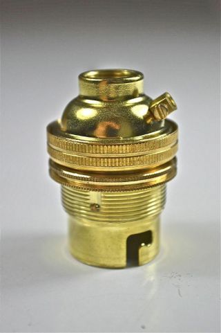Brass Bayonet Fitting Bulb Holder Lamp Holder Earthed C/w Shade Ring 1/2 Inch L3