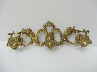 Vintage Brass Coat Rack Hat Hangers Hooks French Old Rococo Baroque 21 " W
