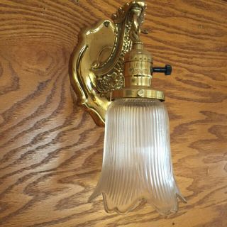 Restored Antique Solid Brass And Lacquered Single Sconce Light