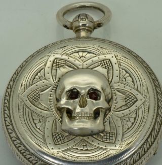 J.  Forrest " Chronometer Maker To The Admiralty " Memento Mori Skull Silver Watch