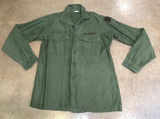 Vtg 60s 70s Us Vietnam War Army Green Og 107 Button Shirt 16 Large Military Usa