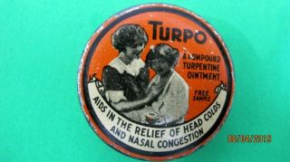 2 Vintage sample Medicine Tins,  Turbo Turpentine ointment w/box and paperwork 2