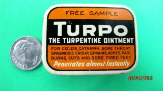 2 Vintage sample Medicine Tins,  Turbo Turpentine ointment w/box and paperwork 4