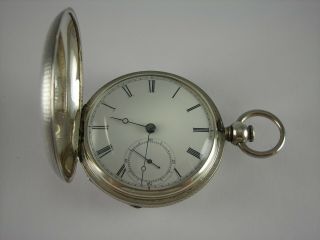 Antique 18s Waltham Model 1857 Key Wind Pocket Watch.  Eagle Coin Silver Case