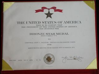 Vtg 70s BRONZE STAR MEDAL Certificate Write Up USMC US Military Navy Vietnam War 3