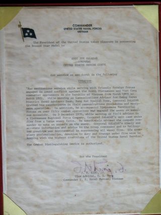 Vtg 70s BRONZE STAR MEDAL Certificate Write Up USMC US Military Navy Vietnam War 4