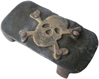 Handmade Buckle Trench Art Skull Bones Military Wwi Ww1 Or Ww2 Wwii Metal Rare