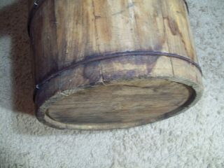 Vintage Antique Primitive Wooden Bucket With Handle 