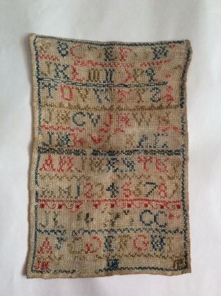 Embroidery Sampler Antique 1850’s Abc Cross Stitch.  J.  Hutson,  Peebles Scotland