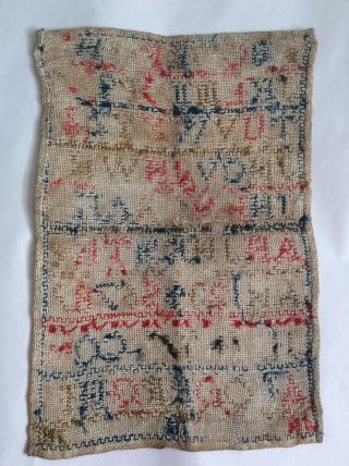 Embroidery SAMPLER Antique 1850’s ABC Cross Stitch.  J.  Hutson,  Peebles Scotland 3