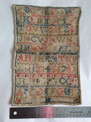 Embroidery SAMPLER Antique 1850’s ABC Cross Stitch.  J.  Hutson,  Peebles Scotland 7