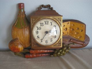Vtg Haven Burwood 460 Cheese Grapes Carrots Wine Kitchen Battery Clock