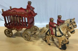 Antique Kenton Circus Wagon Cast Iron Horse Drawn With Riders And Polar Bear
