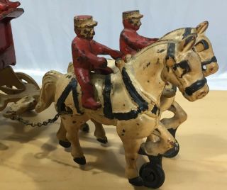 Antique KENTON Circus wagon cast iron horse drawn with riders and polar bear 2