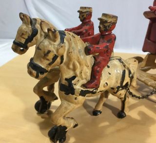 Antique KENTON Circus wagon cast iron horse drawn with riders and polar bear 7