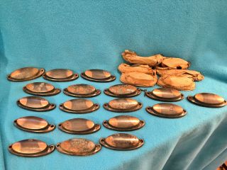 24 Vintage Brass Plate Two Tone Cup / Shell Drawer Pulls - 3 5/8 " Width