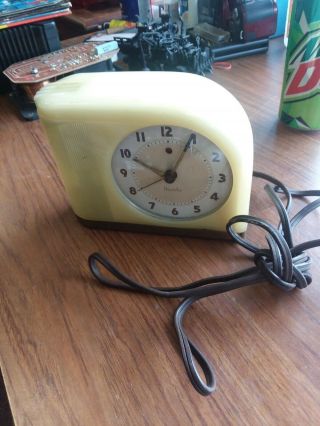 Vintage Westclox Moonbeam Alarm Clock.  Yellow Vintage Very Rare Cool Looking