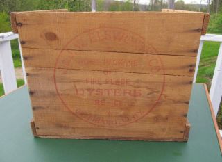 Vintage J & Jw Elsworth Fire Place 4 Oysters Tin Wooden Box Crate
