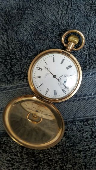 1896 " Elgin " 16s 17j Grade 154 Gold Filled Hunter Case Pocket Watch " Running "