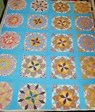 Vintage Hand Done Fine Stitched Star Pinwheel Quilt Thin Twin Real Beauty